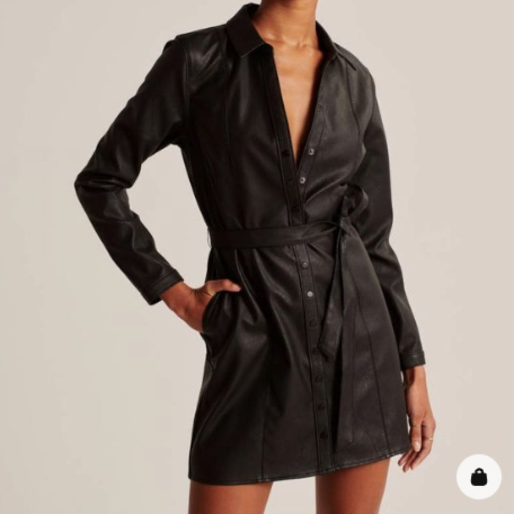 A&F Vegan Leather Shirt Dress | Small Tall
